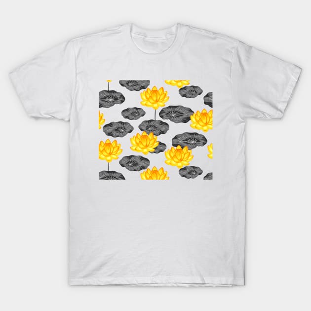 Yellow Lotus & Water Lily | Flowering Plant T-Shirt by Art by Ergate